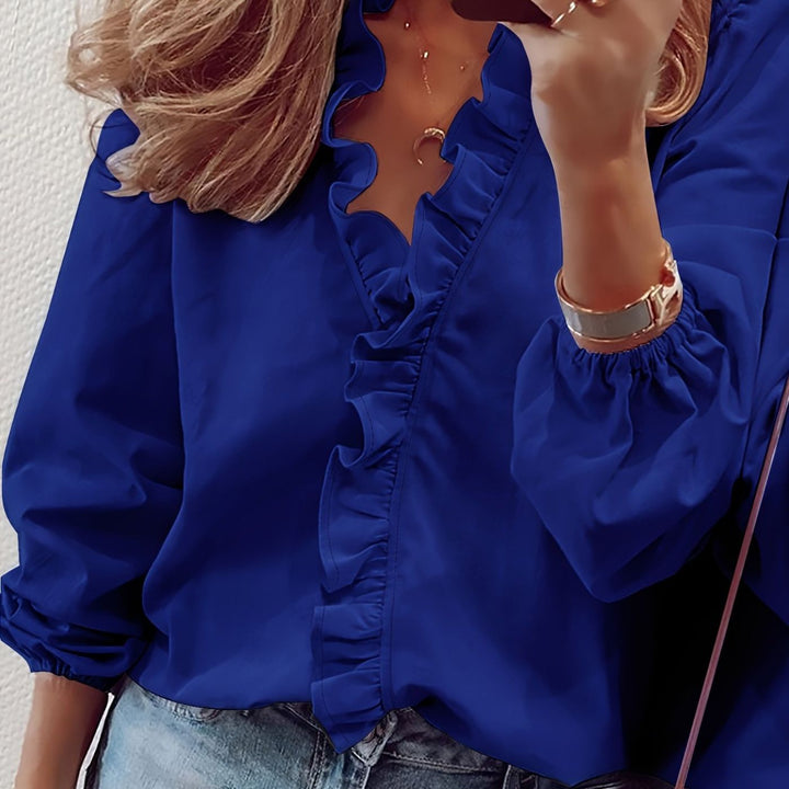 Amelie™ – Elegante Bluse mit Rüschen und V-Ausschnitt