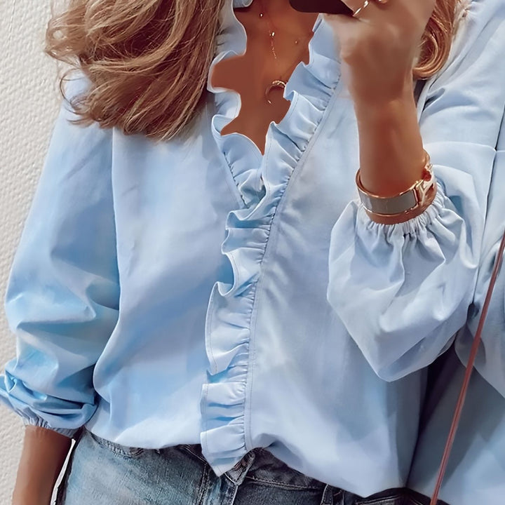 Amelie™ – Elegante Bluse mit Rüschen und V-Ausschnitt