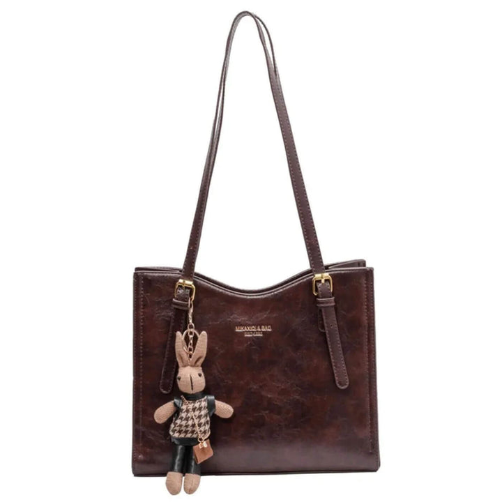 Ella™ – Vintage Schultertasche mit Bunny-Anhänger