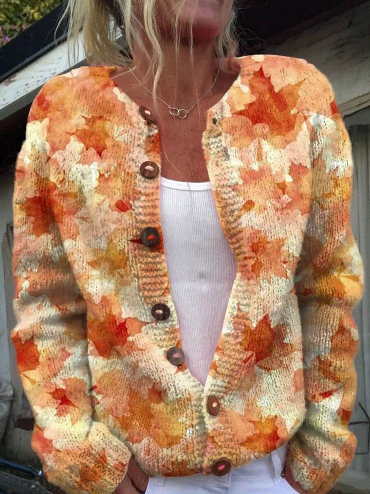 Gisela™ - Weiche Gerippte Strickjacke mit Blumenmuster