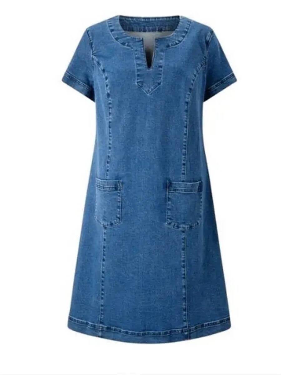 Heidi™ – Sommerliches Jeanskleid mit V-Ausschnitt
