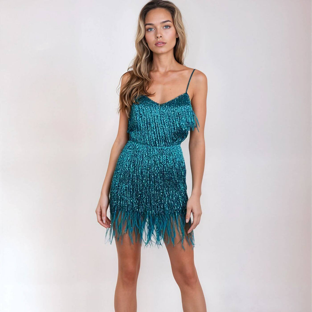 Jana™ – Stilvolles Minikleid mit Federn