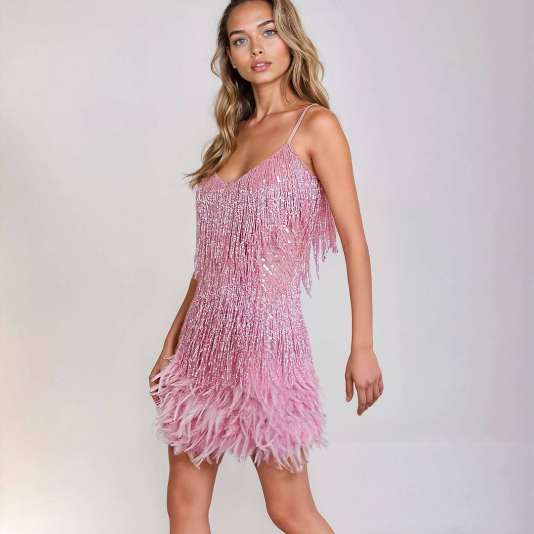 Jana™ – Stilvolles Minikleid mit Federn