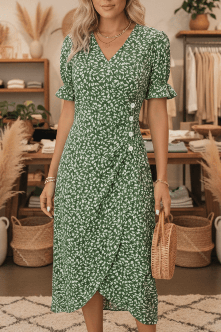 Janine™ - Sommerkleid mit V-Ausschnitt und Blumenmuster