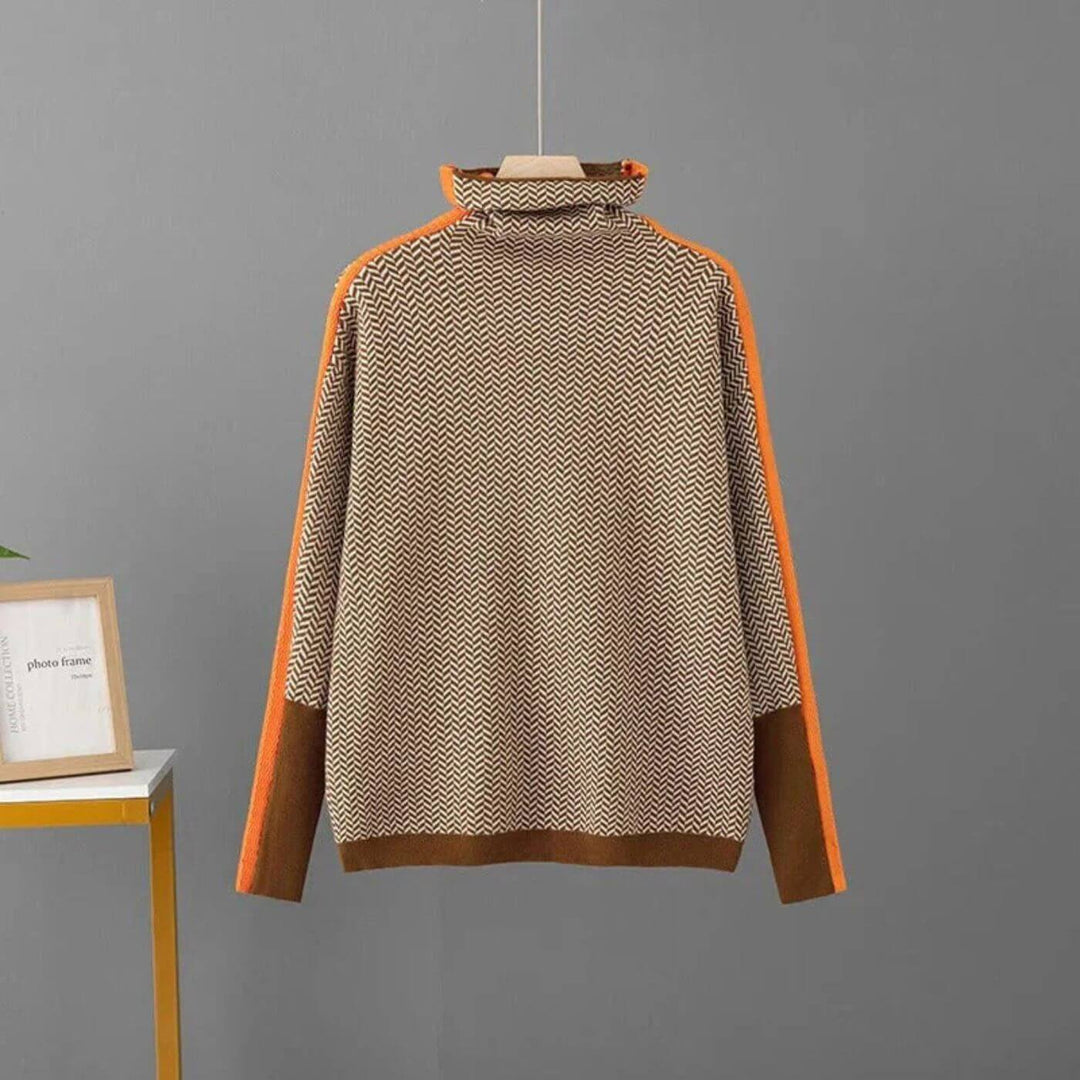 Leni™ - Stilvoller Rollkragenpullover mit Fischgrätmuster