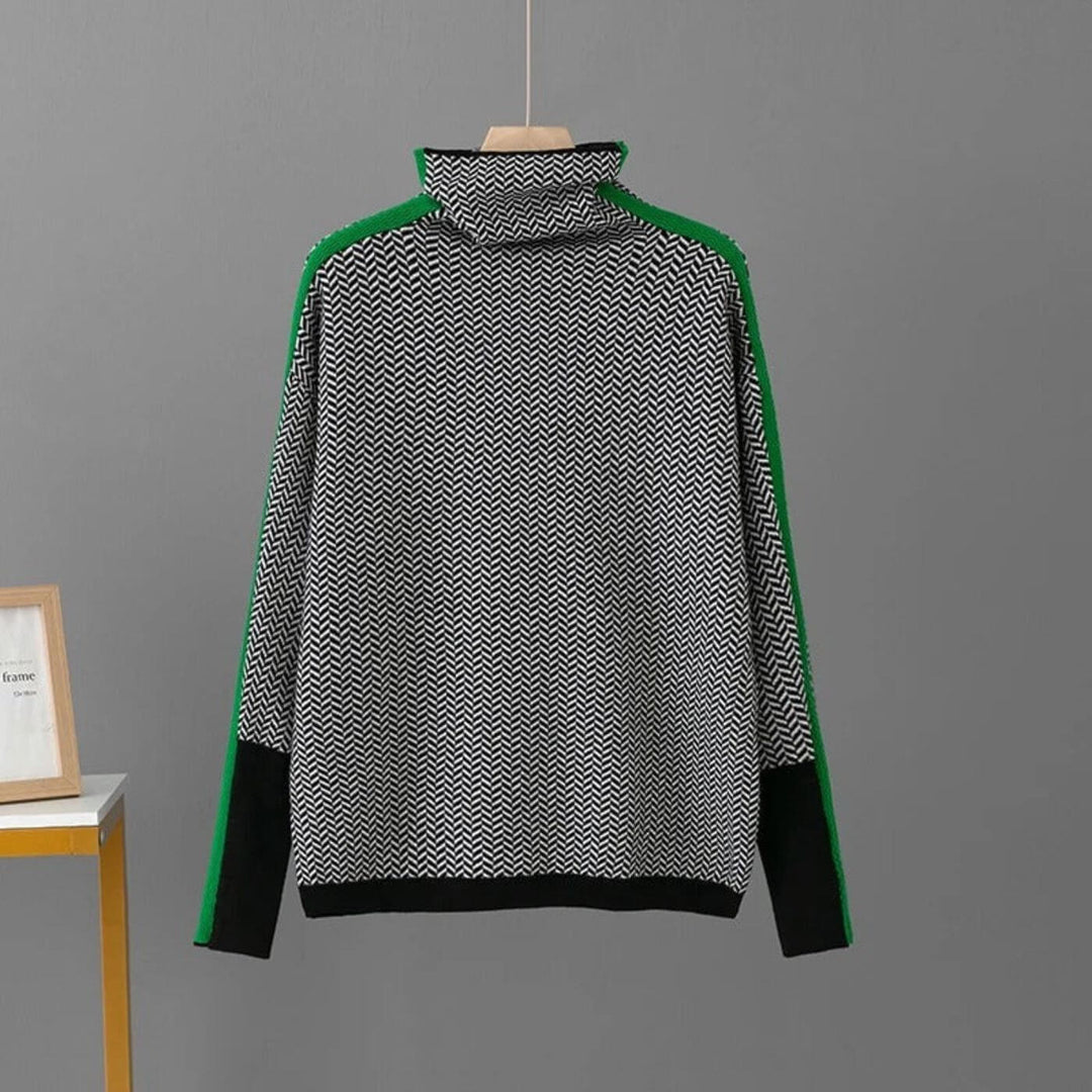 Leni™ - Stilvoller Rollkragenpullover mit Fischgrätmuster