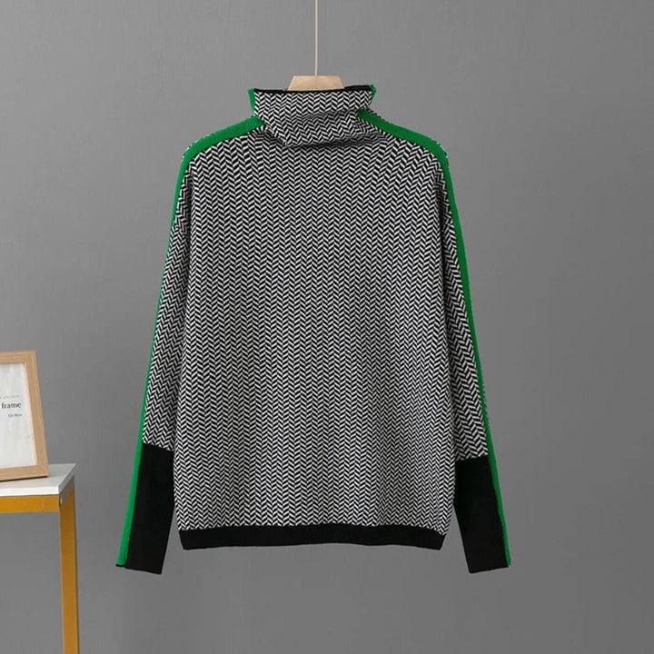 Leni™ - Stilvoller Rollkragenpullover mit Fischgrätmuster