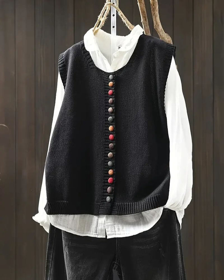 Leonie™ - Gestrickte Ärmellose Stilvolle Strickjacke