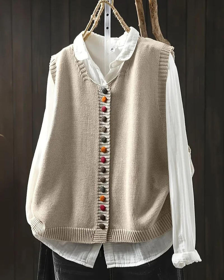 Leonie™ - Gestrickte Ärmellose Stilvolle Strickjacke