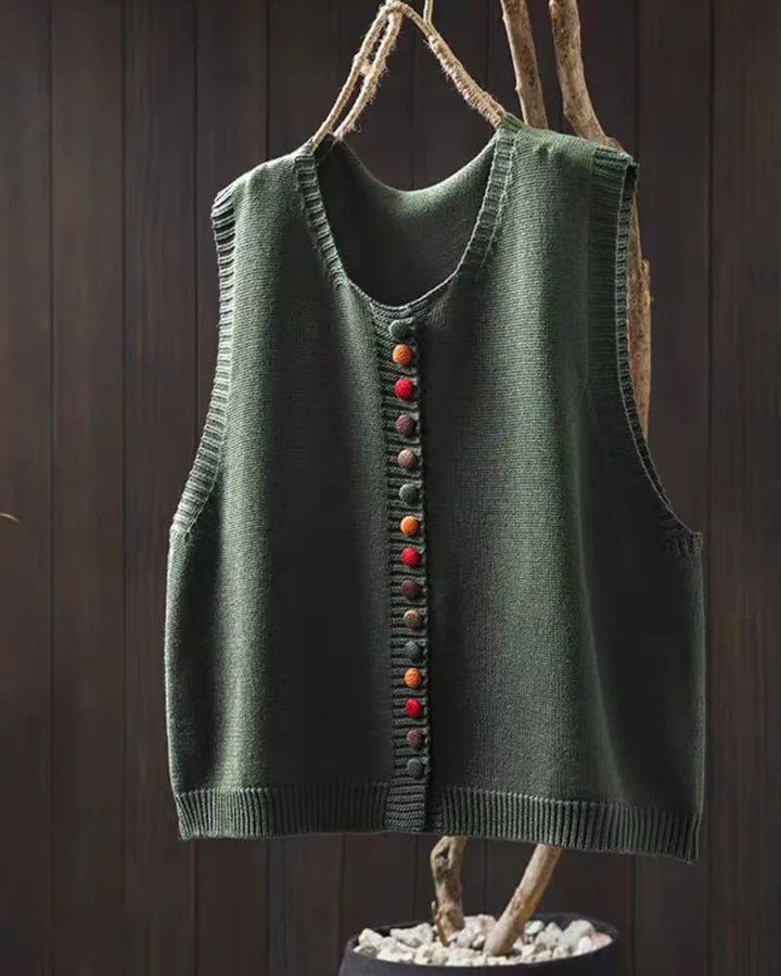 Leonie™ - Gestrickte Ärmellose Stilvolle Strickjacke