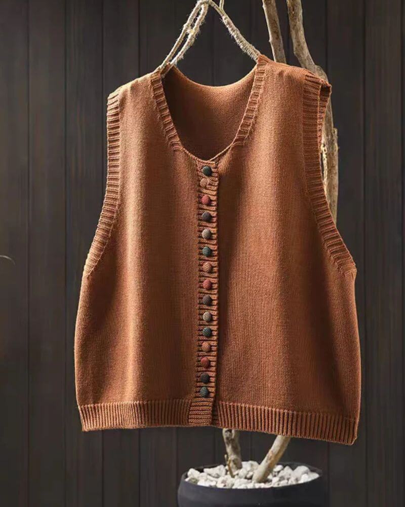 Leonie™ - Gestrickte Ärmellose Stilvolle Strickjacke