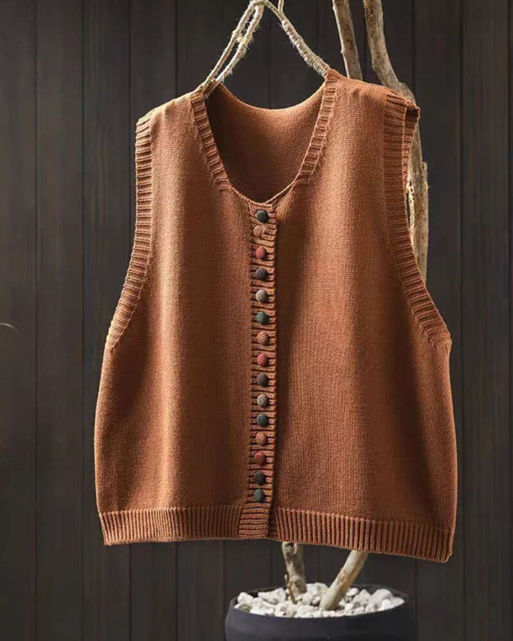 Leonie™ - Gestrickte Ärmellose Stilvolle Strickjacke