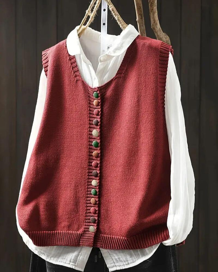 Leonie™ - Gestrickte Ärmellose Stilvolle Strickjacke