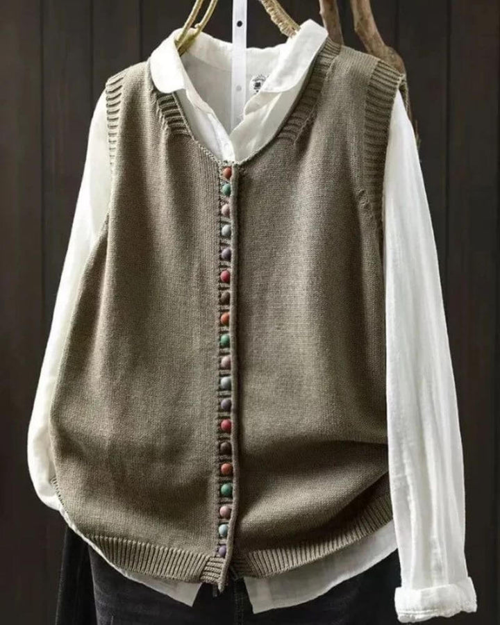 Leonie™ - Gestrickte Ärmellose Stilvolle Strickjacke