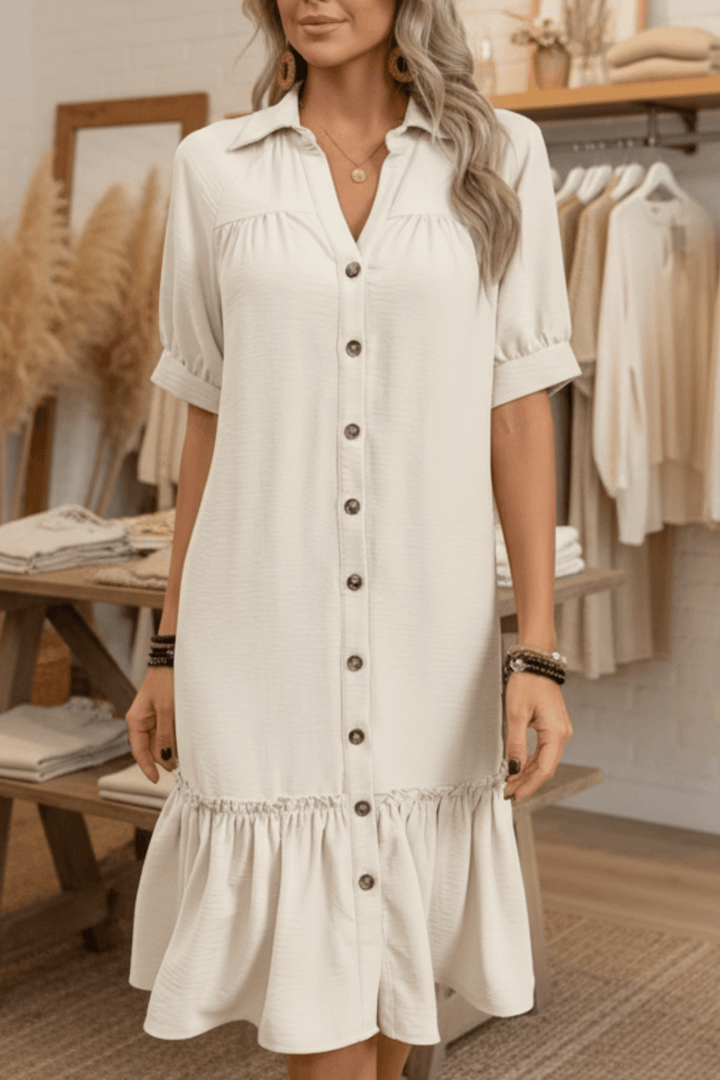 Lisa™ – Bequemes Kleid mit Knopfleiste und Rüschen