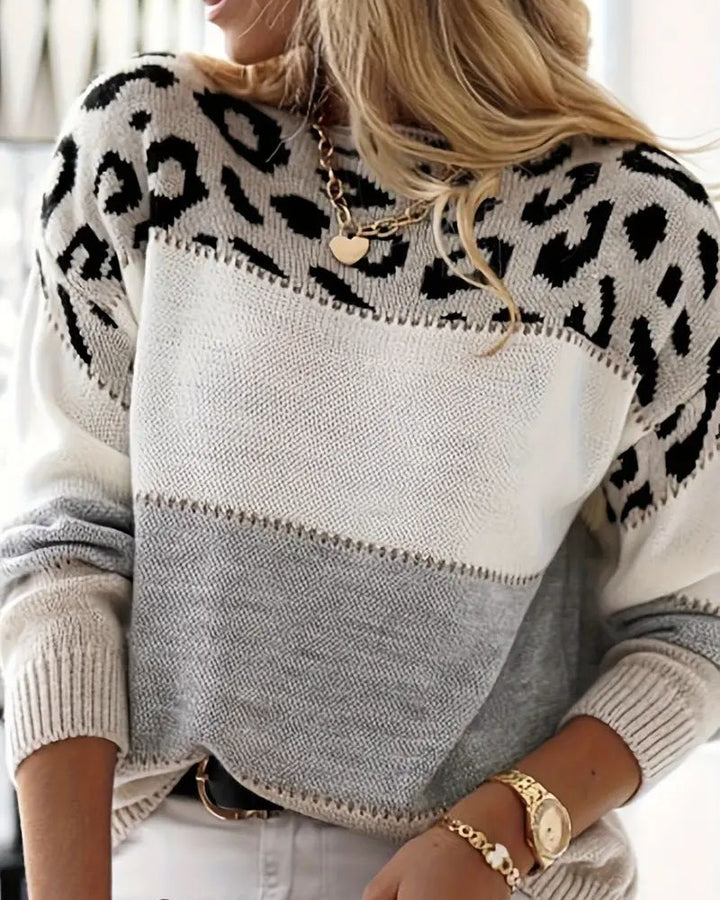 Melina™ - Leopardenmuster Strickpullover für Gemütlichen Komfort