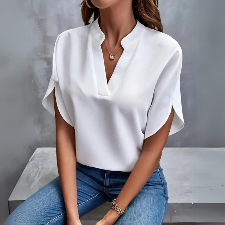 Noemi™ - Elegante und Schlichte Bluse mit V-Ausschnitt