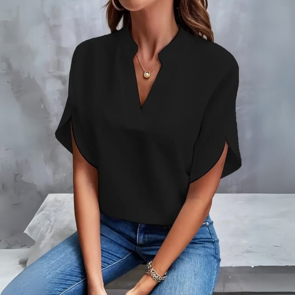 Noemi™ - Elegante und Schlichte Bluse mit V-Ausschnitt