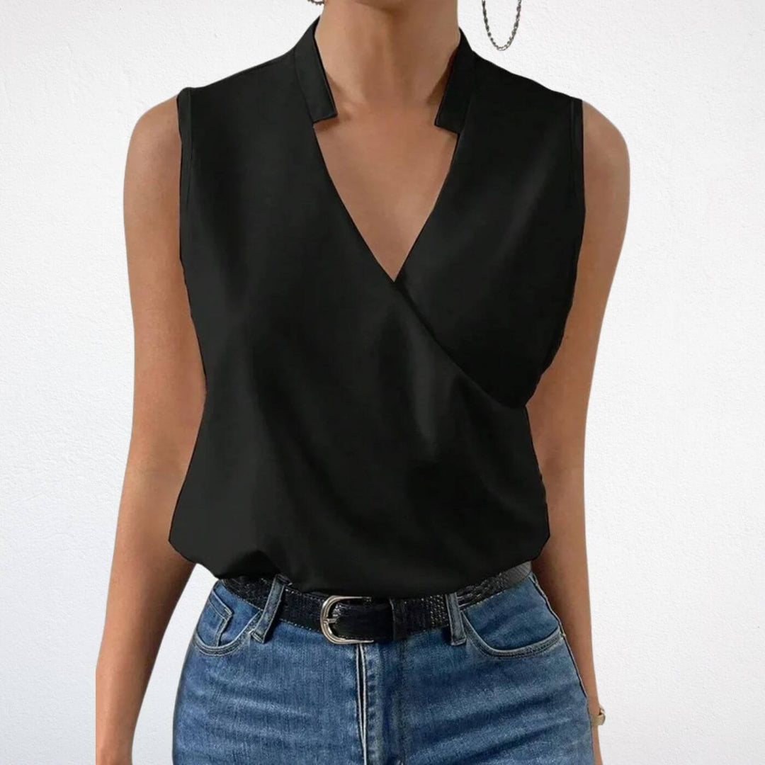 Marie – Ärmellose Bluse mit V-Ausschnitt